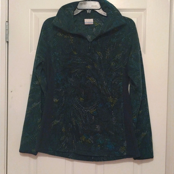 Columbia green speckled fleece 1/4 zip popover jacket/fleece - Picture 2 of 6
